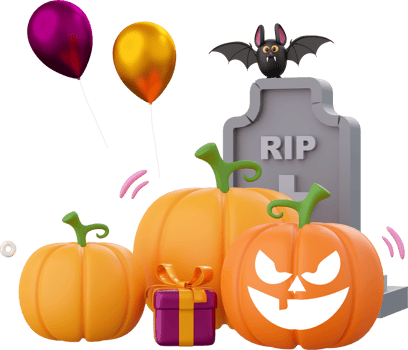 Pumpkin Jack o lantern with grave, Halloween theme elements 3d illustration png