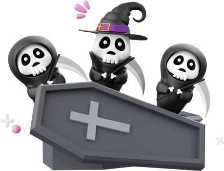 Cute ghost with coffin, Halloween theme elements 3d illustration png