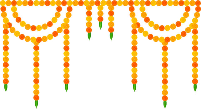 Mango Leaves and Marigold Flowers Garland For Indian Festival Decoration png