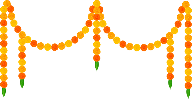 Mango Leaves and Marigold Flowers Garland For Indian Festival Decoration png