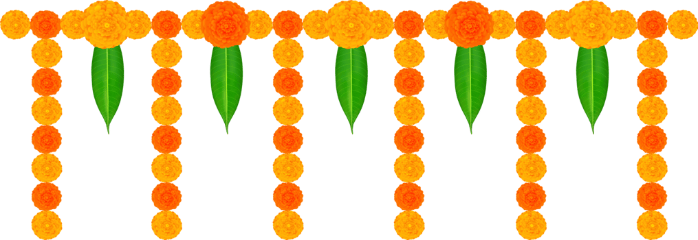 Mango Leaves and Marigold Flowers Garland For Indian Festival Decoration png