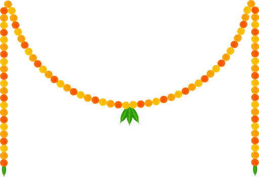Mango Leaves and Marigold Flowers Garland For Indian Festival Decoration png