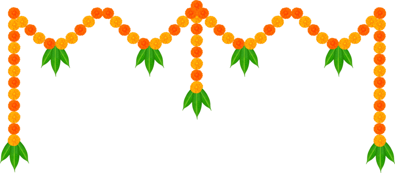 Mango Leaves and Marigold Flowers Garland For Indian Festival Decoration png