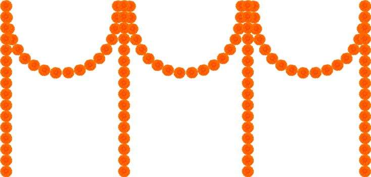 Mango Leaves and Marigold Flowers Garland For Indian Festival Decoration png