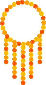 Mango Leaves and Marigold Flowers Garland For Indian Festival Decoration png