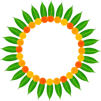 Mango Leaves and Marigold Flowers Garland For Indian Festival Decoration png