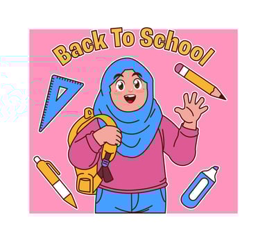 hijab girl back to school vector