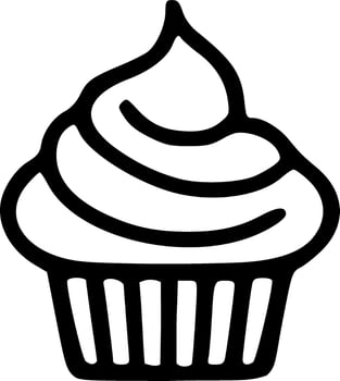 Cupcake black outlines monochrome vector illustration