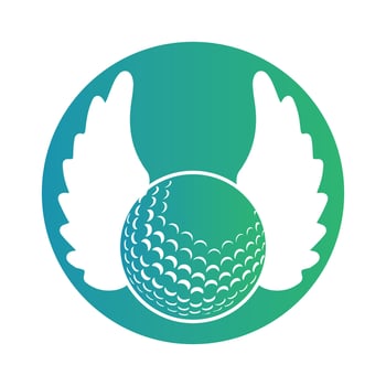 Golf ball with wings inside a shape of circle vector illustration