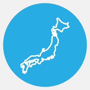 Icon japan map. Japan elements. Icons in blue round style. Good for prints, posters, logo, advertisement, infographics, etc. vector