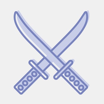 Icon katana sword. Japan elements. Icons in two tone style. Good for prints, posters, logo, advertisement, infographics, etc. vector