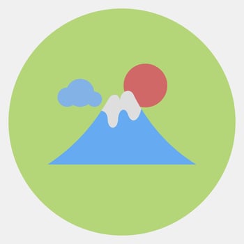 Icon fuji mountain. Japan elements. Icons in color mate style. Good for prints, posters, logo, advertisement, infographics, etc. vector