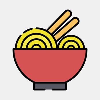 Icon ramen. Japan elements. Icons in filled line style. Good for prints, posters, logo, advertisement, infographics, etc. vector