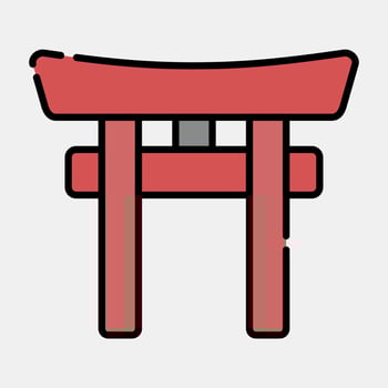 Icon torii gate. Japan elements. Icons in filled line style. Good for prints, posters, logo, advertisement, infographics, etc. vector
