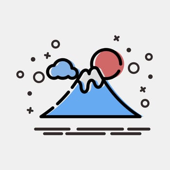 Icon fuji mountain. Japan elements. Icons in MBE style. Good for prints, posters, logo, advertisement, infographics, etc. vector