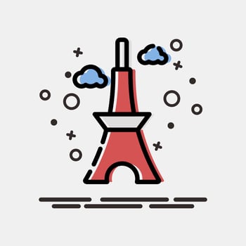 Icon japan tower. Japan elements. Icons in MBE style. Good for prints, posters, logo, advertisement, infographics, etc. vector