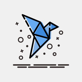 Icon origami bird. Japan elements. Icons in MBE style. Good for prints, posters, logo, advertisement, infographics, etc. vector