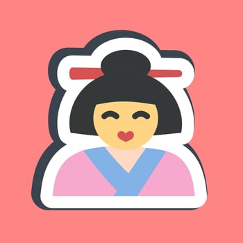 Sticker geisha. Japan elements. Good for prints, posters, logo, advertisement, infographics, etc.ogo, advertisement, infographics, etc. vector