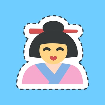 Sticker line cut geisha. Japan elements. Good for prints, posters, logo, advertisement, infographics, etc.ogo, advertisement, infographics, etc. vector