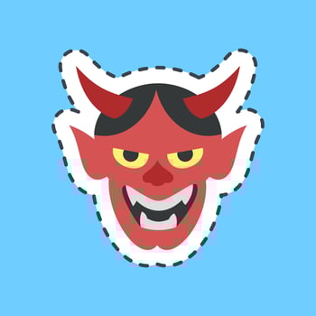 Sticker line cut hannya mask. Japan elements. Good for prints, posters, logo, advertisement, infographics, etc.ogo, advertisement, infographics, etc. vector