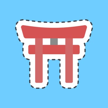 Sticker line cut torii gate. Japan elements. Good for prints, posters, logo, advertisement, infographics, etc.ogo, advertisement, infographics, etc. vector
