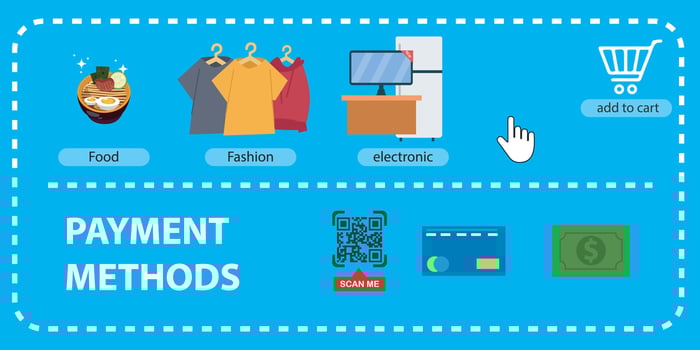 Vector illustration of payment concept design. Payment methods and options or channels for transferring money