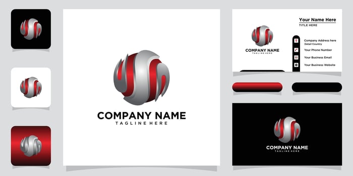Letter S logo design template colored silver red 3d circle design for business and company identity, Premium Vector