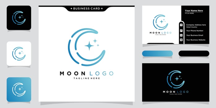 Moon logo modern and star logo design icon vector