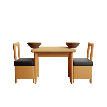 Modern table and chair isolate png