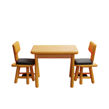 Modern table and chair isolate png