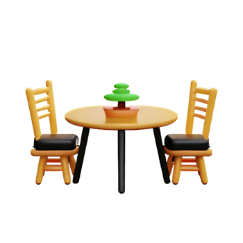 Modern table and chair isolate png