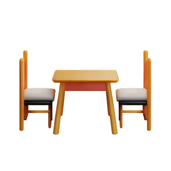 Modern table and chair isolate png