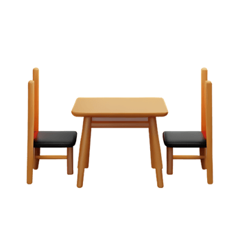 Modern table and chair isolate png