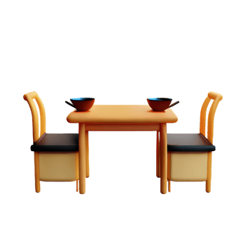 Modern table and chair isolate png