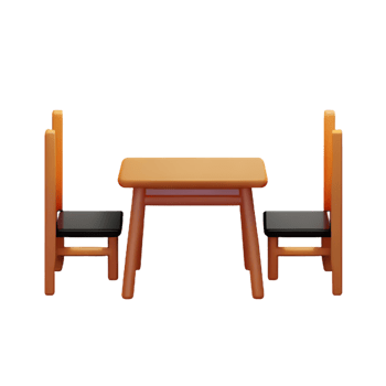 Modern table and chair isolate png