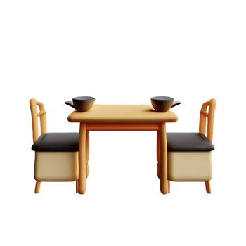 Modern table and chair isolate png