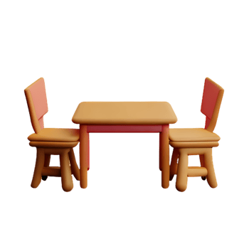 Modern table and chair isolate png