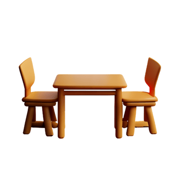 Modern table and chair isolate png