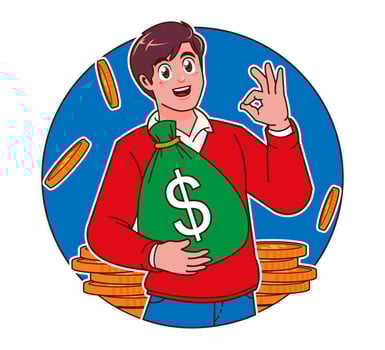 A man makes a lot of money vector