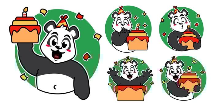 Birthday Panda Sticker vector