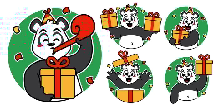 Birthday Panda Sticker vector