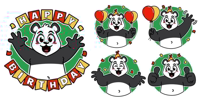 Birthday Panda Sticker vector