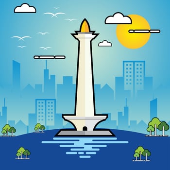 Landmark Jakarta Monas Design Vector