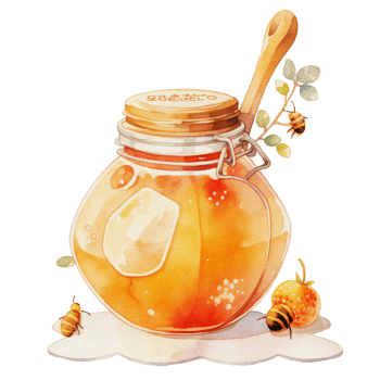 watercolor cute honey jar, png