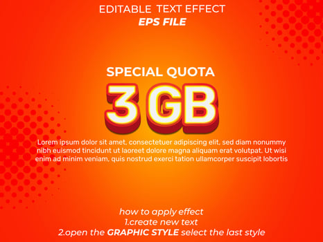 3 gb text effect, typography, 3d text. vector template