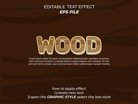 wood text effect, typography, 3d text. vector template