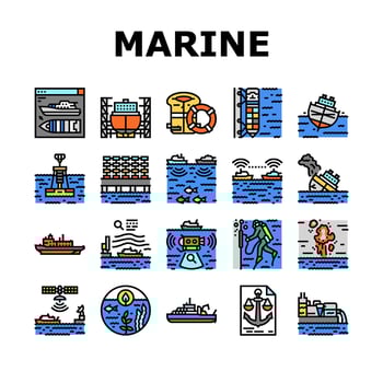 marine engineer boat mechanic icons set vector