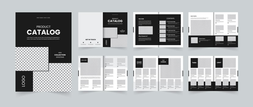 Modern A4 product catalog template design 12 Pages vector