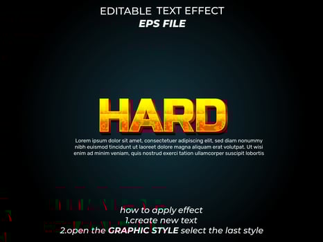 hard text effect, typography, 3d text. vector template