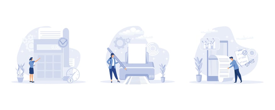 Characters planning finances. Personal finance and savings concept. flat vector modern illustration